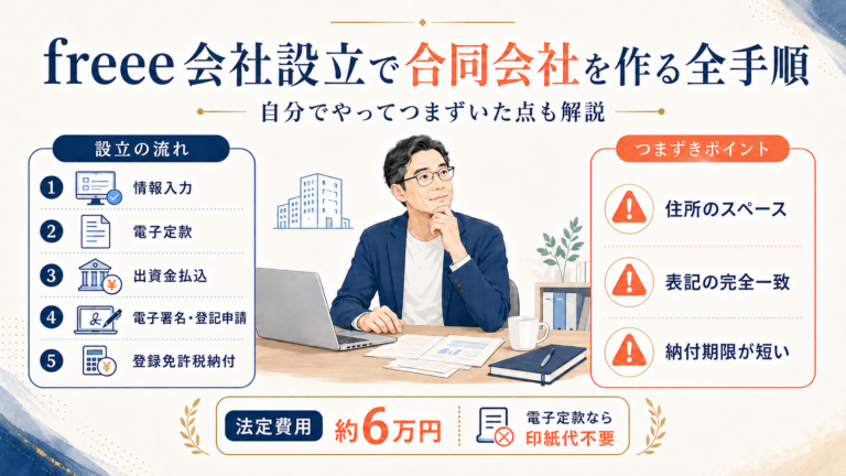 freee会社設立で合同会社を作る全手順｜自分でやってつまずいた点も解説 | おひとりさまの人生後半戦ノート