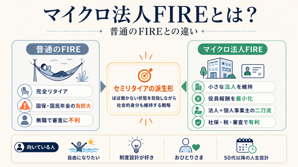 マイクロ法人FIREとは？普通のFIREとの違いを1分で解説