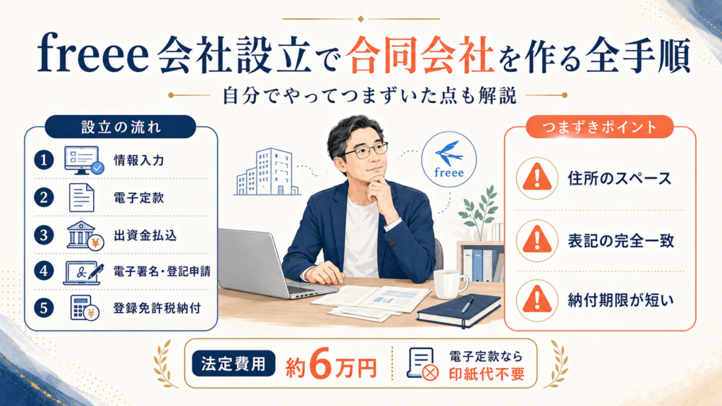 freee会社設立で合同会社を作る全手順｜自分でやってつまずいた点も解説