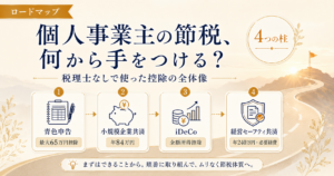 個人事業主の節税4つの柱（青色申告・小規模企業共済・iDeCo・経営セーフティ共済）のロードマップ