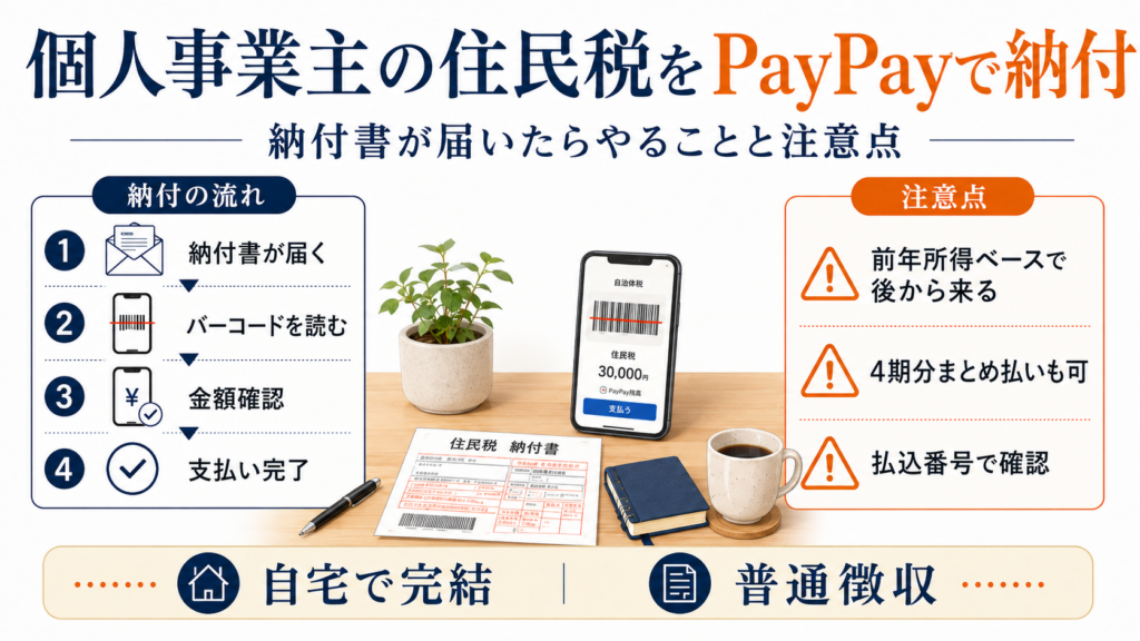 個人事業主の住民税をPayPayで納付｜納付書が届いたらやることと注意点