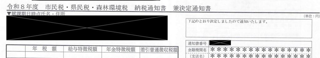 住民税の納付通知書