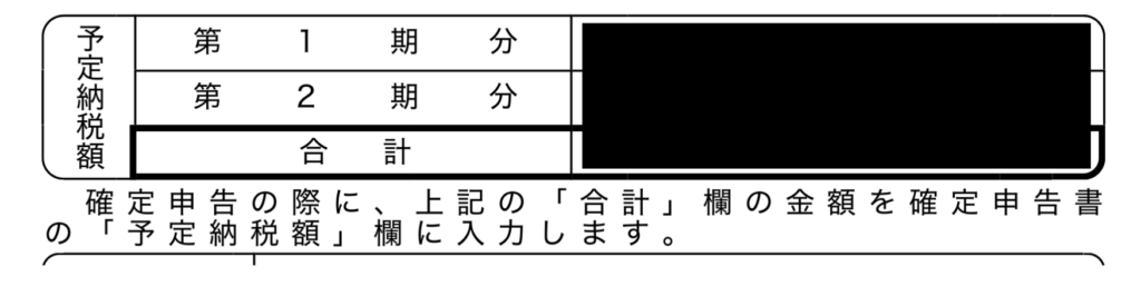 確定申告時の予定納税額